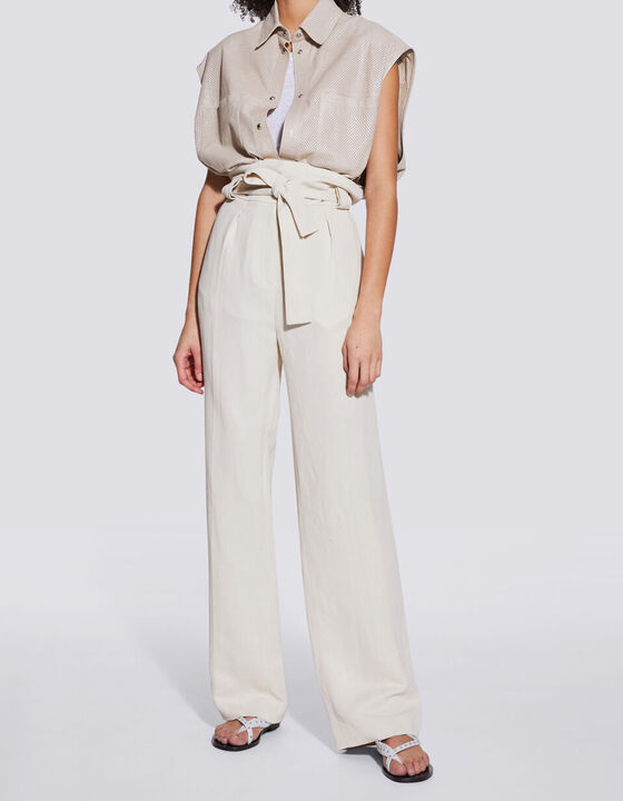 ACANTHI OVERSIZED SLEEVELESS LEATHER SHIRT
